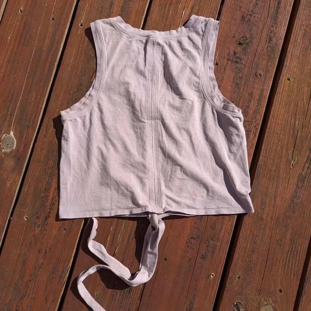 Lululemon Women's Pink Time to Restore Tank front Wrap Tie Bow Medium